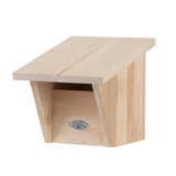 Houten nestkast met schuin dak en ronde invliegopening