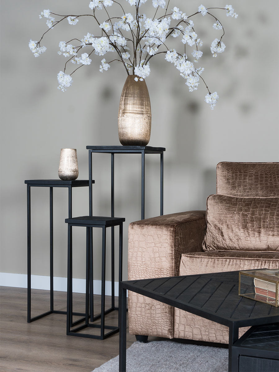 Plantentafels Sam Vierkant - Set van 3 - Zwart Mangohout