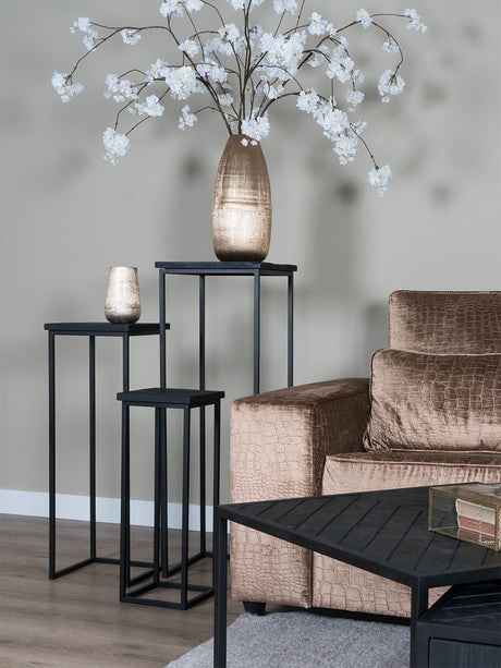 Plantentafels Sam Vierkant - Set van 3 - Zwart Mangohout