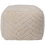 Poef lichtbeige met gestoffeerd quiltpatroon en afgeronde hoeken, 35x50 cm