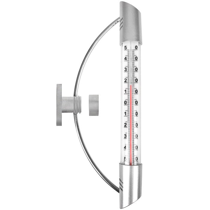 23 cm muur- of raamthermometer met zilveren metalen boog en Celsiusschaal