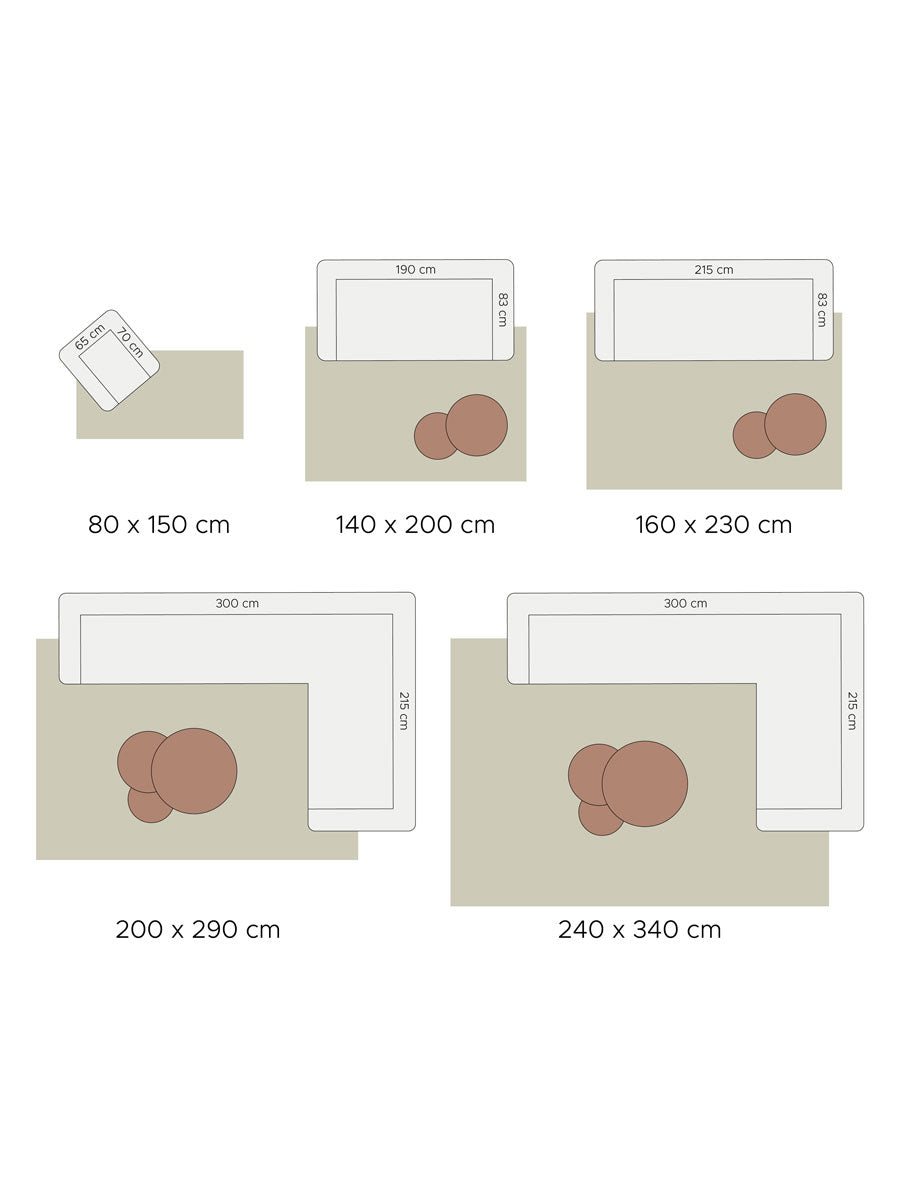 Vloerkleedmaattekening met afmeting 200 x 290 cm