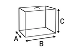 Afmetingendiagram van opvouwbare transportkooi: A, B en C