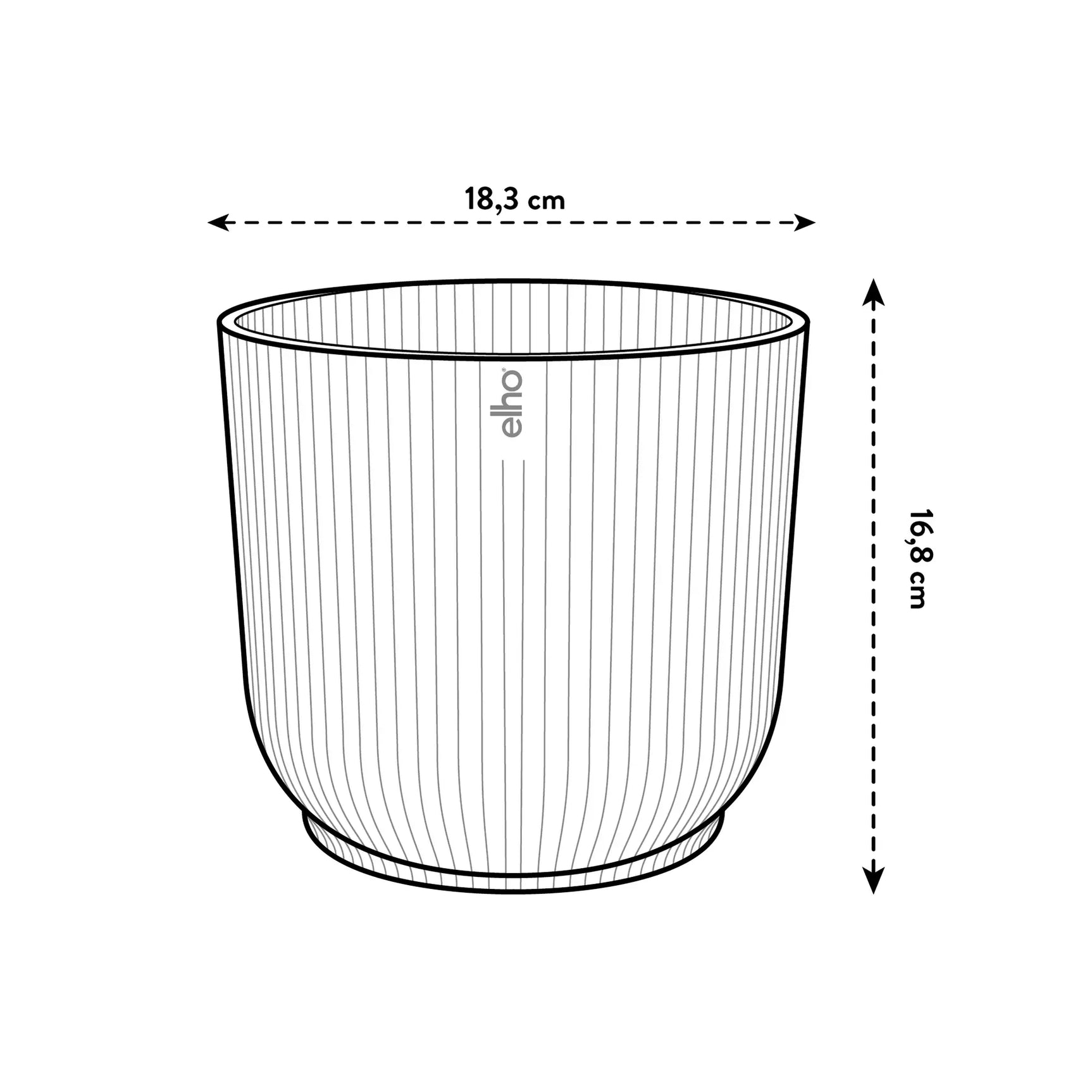 Elho Vibes Fold ronde plantenbak, afmetingen 18,3 cm breed en 16,8 cm hoog