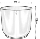 Ronde Elho Vibes fold plantenpot: 29,5 cm breed en 27,2 cm hoog (tekening).