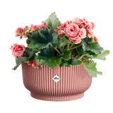 Elho vibes opvouwkom 25 in delicate roze met roze bloemen en groene bladeren