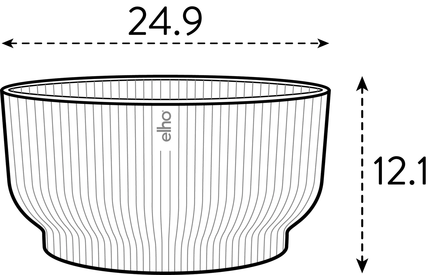 Elho vibes fold bowl 25 cm wit: geribbelde opvouwbare schaal met elho-logo