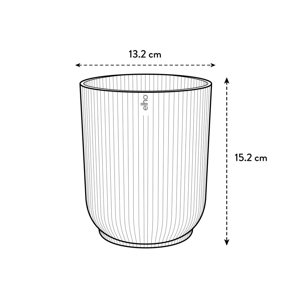 Schematische tekening bloempot met ribbelwand, 13,2×15,2 cm