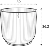 Elho plantenpot vibes fold rond wit met ribbelstructuur en logo