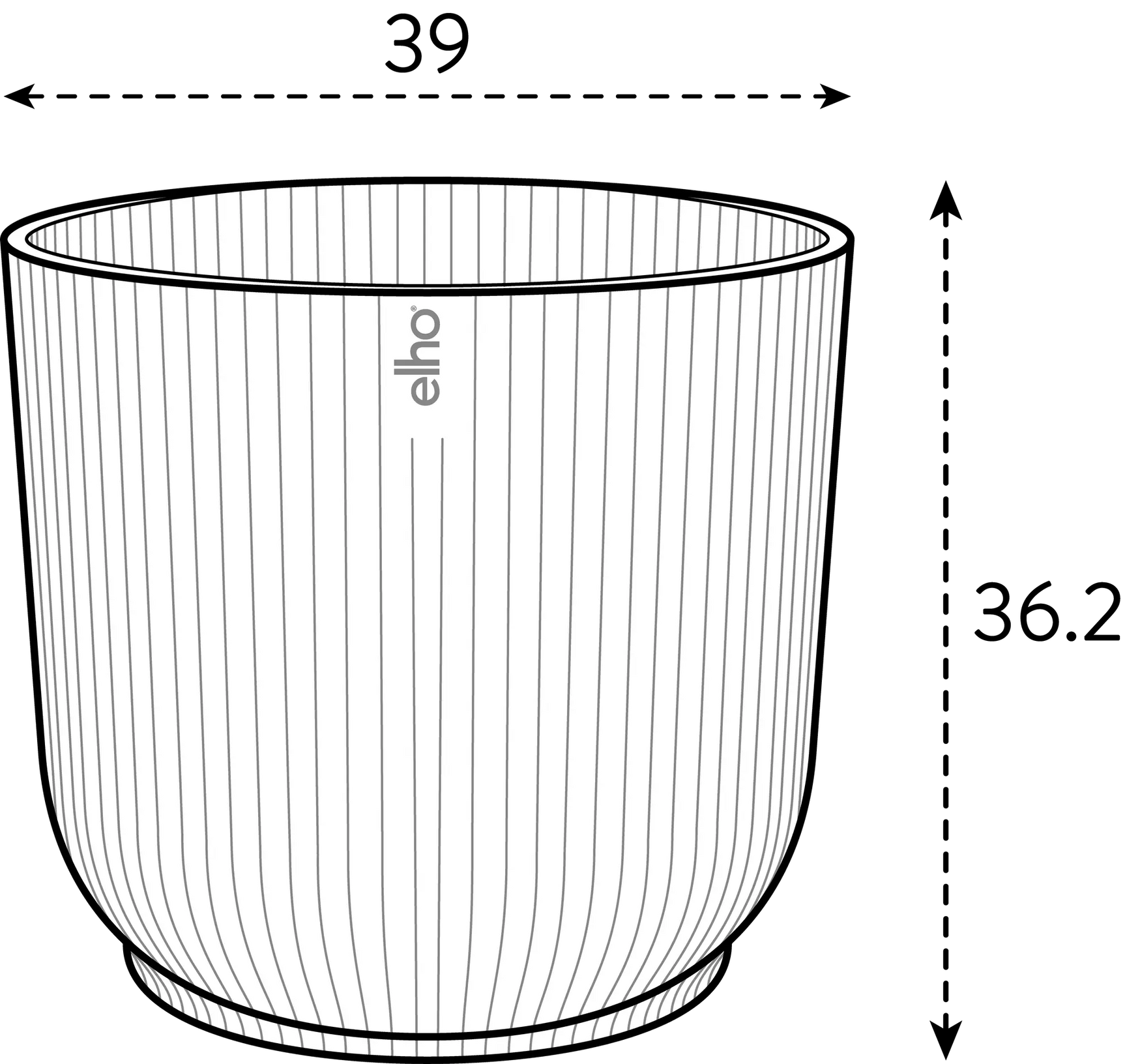 Elho plantenpot vibes fold rond wit met ribbelstructuur en logo