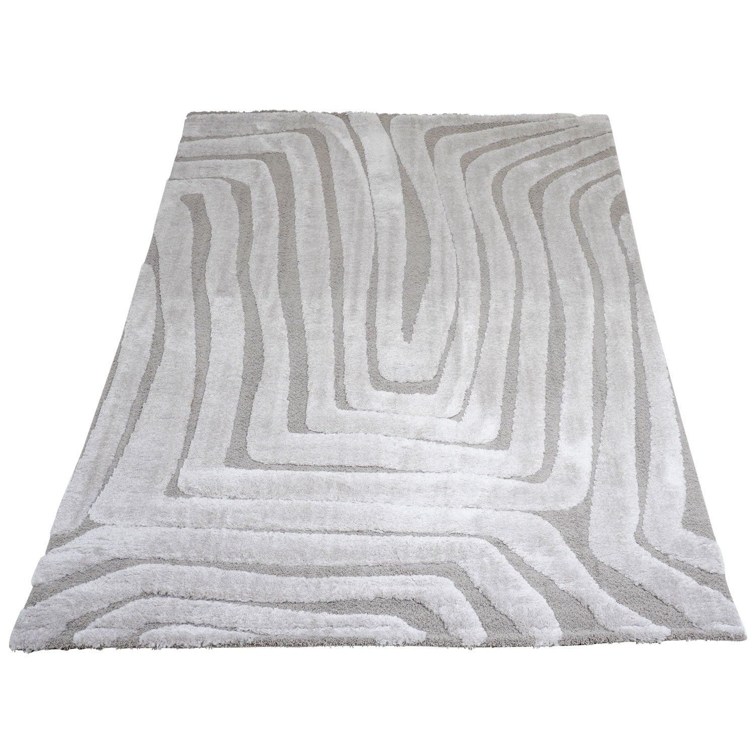 Vloerkleed met abstracte gebogen lijnen, beige en grijs, rechthoekig 200x290 cm