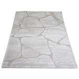 Beige vloerkleed met steentjespatroon, rechthoekig met gladde pool
