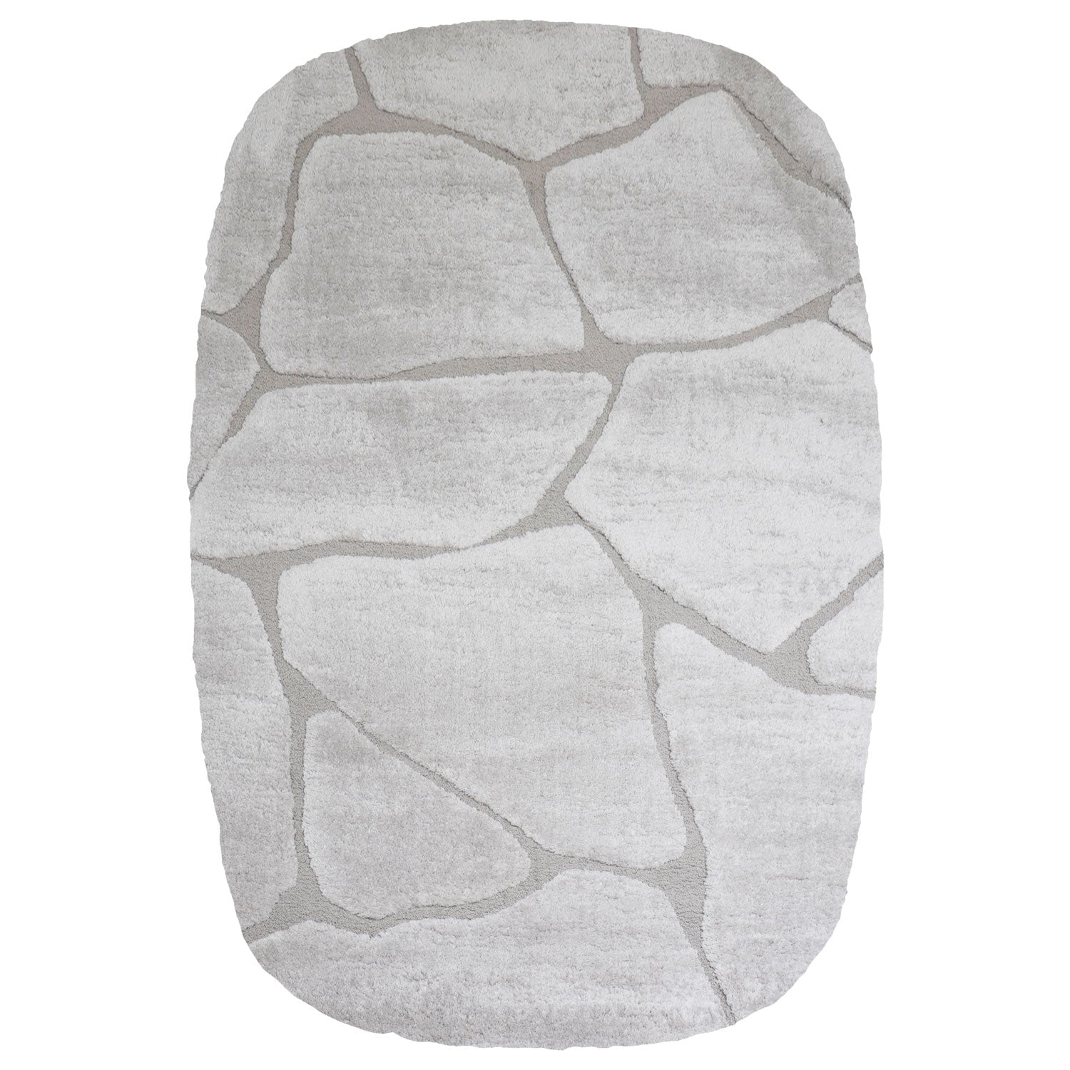 Vloerkleed met ronde hoeken, lichtbeige/grijze steentjesprint