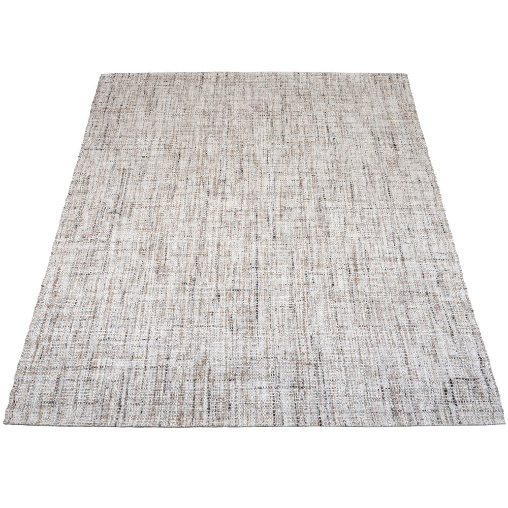 Vloerkleed in lichtbeige met subtiel geweven, gemêleerd patroon en lage pool