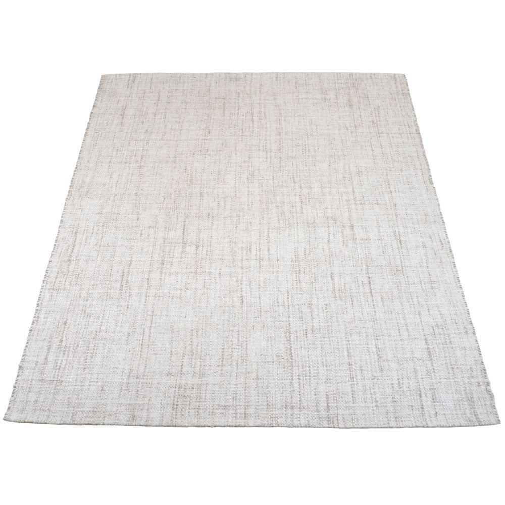 Lichtbeige vloerkleed met subtiele geweven textuur, rechthoekig