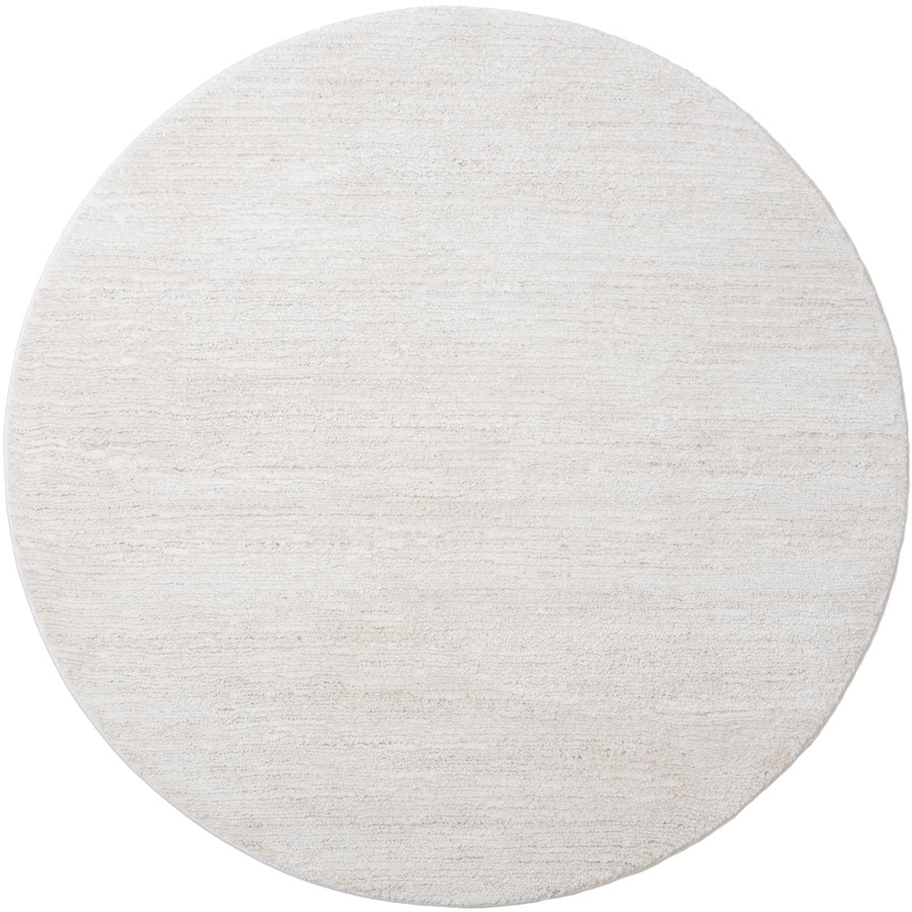 Rond vloerkleed Nina 1601 crème met geweven structuur, ø240 cm