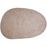 Taupe ovalen vloerkleed met gestreept patroon en zachte pool