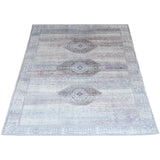 Vloerkleed 200x290 cm, lichtblauw/grijs met verweerd medaillon-motief