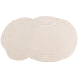 Beige vloerkleed met ovale patroonstroken in concentrische vorm