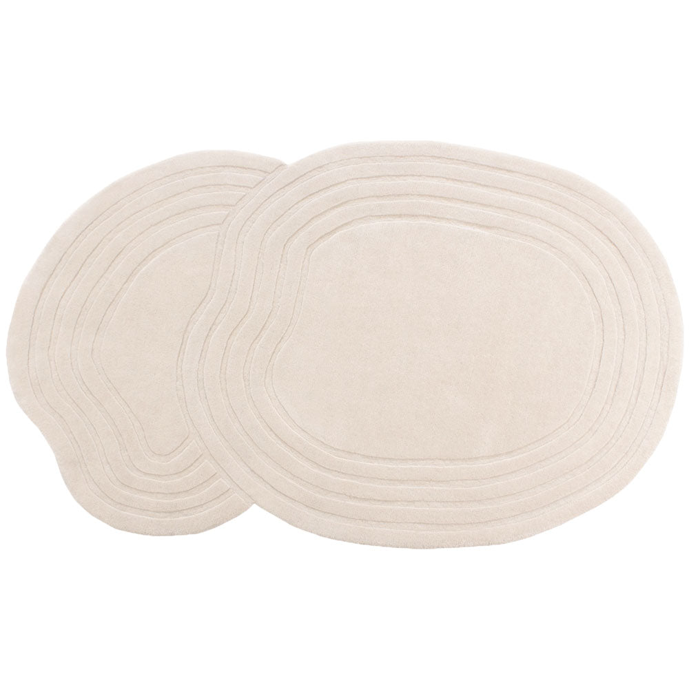 Beige vloerkleed met ovale patroonstroken in concentrische vorm