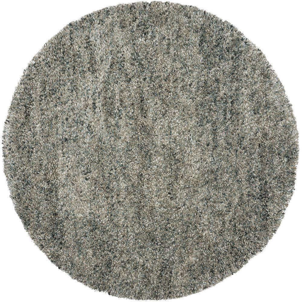 Rond vloerkleed met grijsgroene, gemêleerde pool