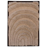 Wanddecoratie van beige wol met omlopende booglijnen in zwarte lijst, 70x100