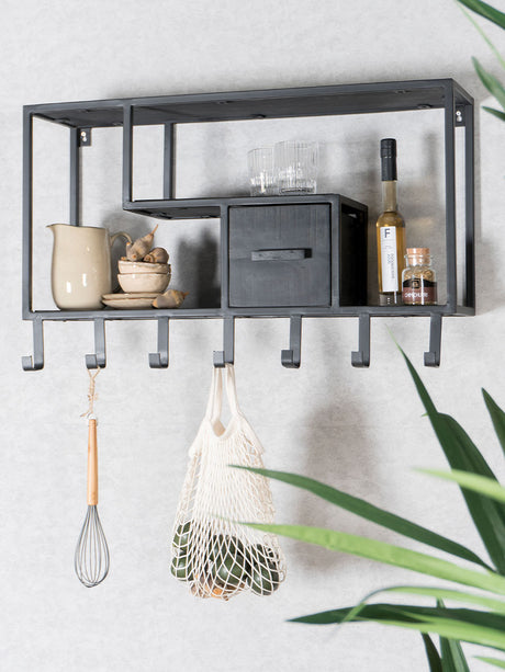 Wandkast - Kapstok Huub Zwart Mangohout - Midden