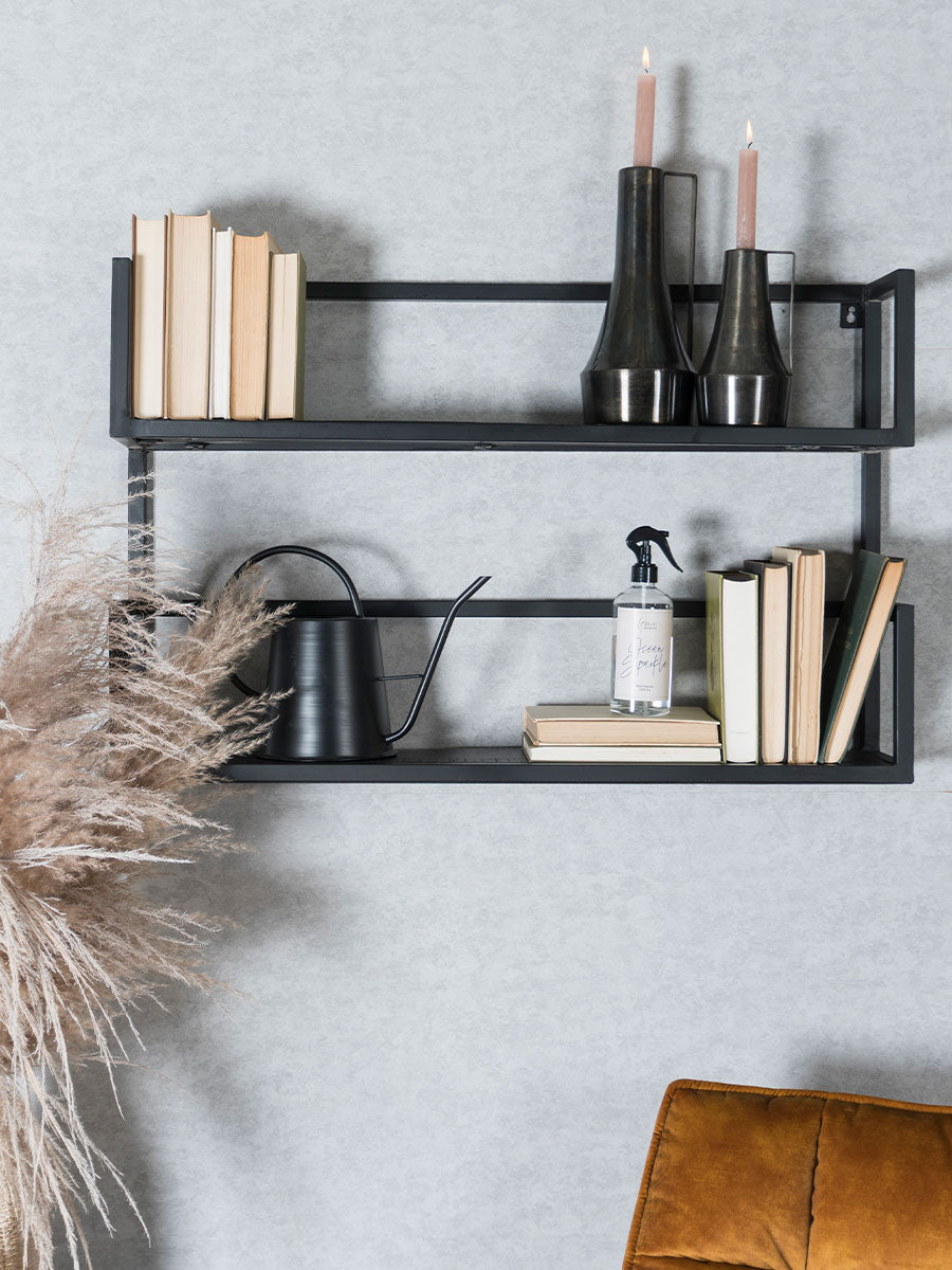 Wandplank Vintage Zwart Mangohout - Duo