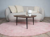 Roze rond wasbaar vloerkleed met hoge, zachte pool