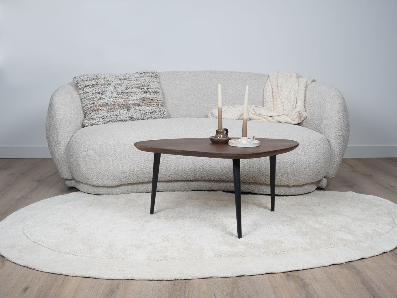 Rond vloerkleed naturel lichtbeige met zachte pool