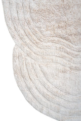 Wasbaar vloerkleed, beige, close-up van gedraaid streeppatroon en textuur