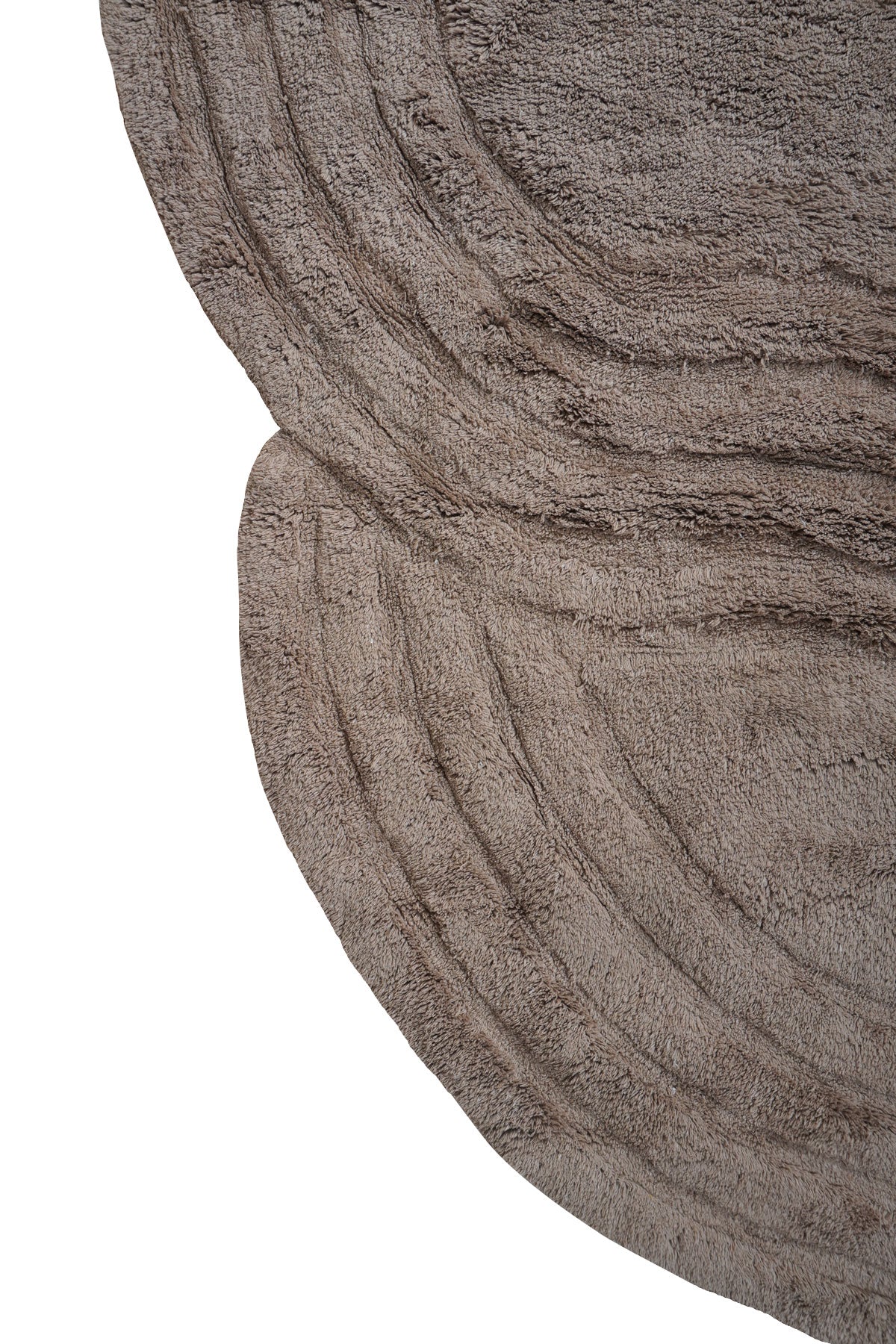 Wasbaar vloerkleed, taupe close-up met concentrische golfstructuur